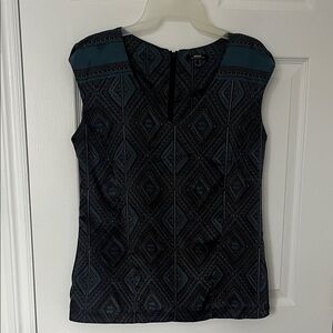Mexx Black and Teal Geometric Women's Blouse